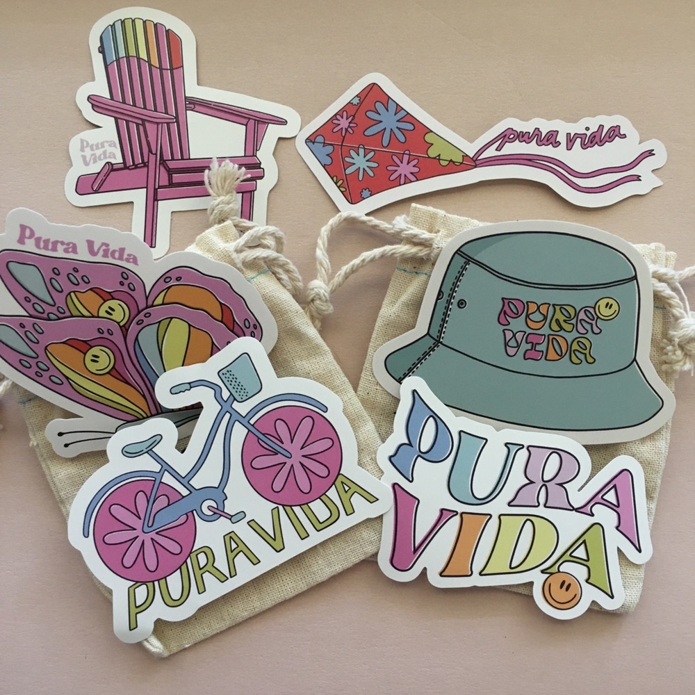 Pura Vida Set of Two Sticker Packs and Bags NWT